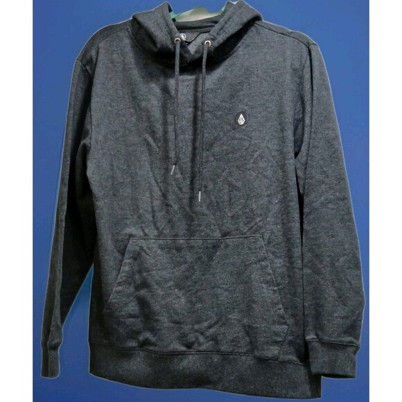 Volcom Hoodie Men’s M Gray Pullover Sweatshirt Kangaroo Pocket Skate Surf Logo - Picture 1 of 8